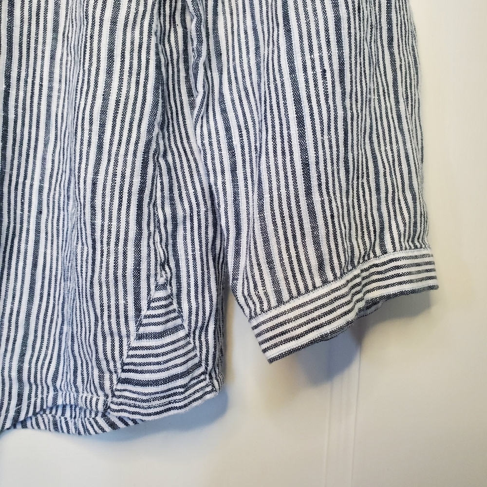 J. Jill Love Linen Striped Top – Size M – Blue / White  - Picture 4 of 6